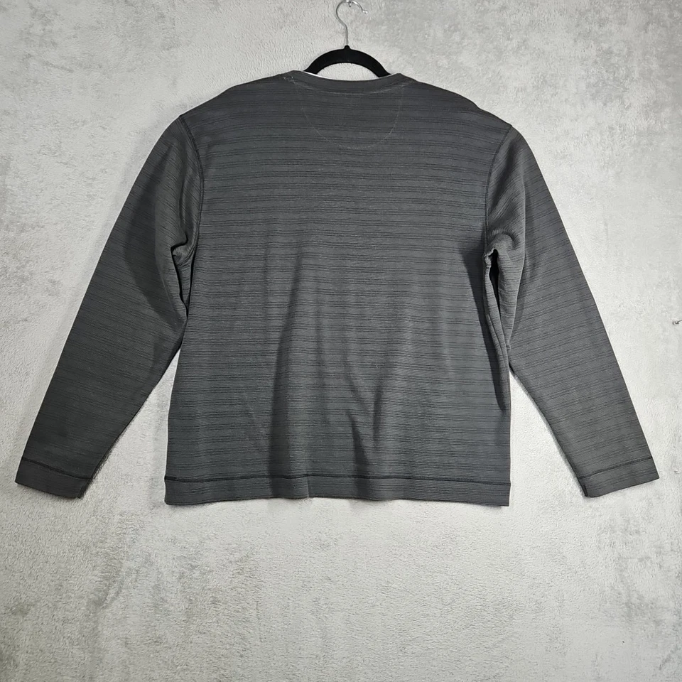 Method Long Slv Shirt Layered Look w T V-Neck Gray On Gray Subtle Stripes Sz L - Image 2 of 4