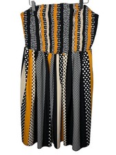 SHEIN Curve Dress Womens 2XL Strapless Smocked Sundress Black Yellow Polka Dot