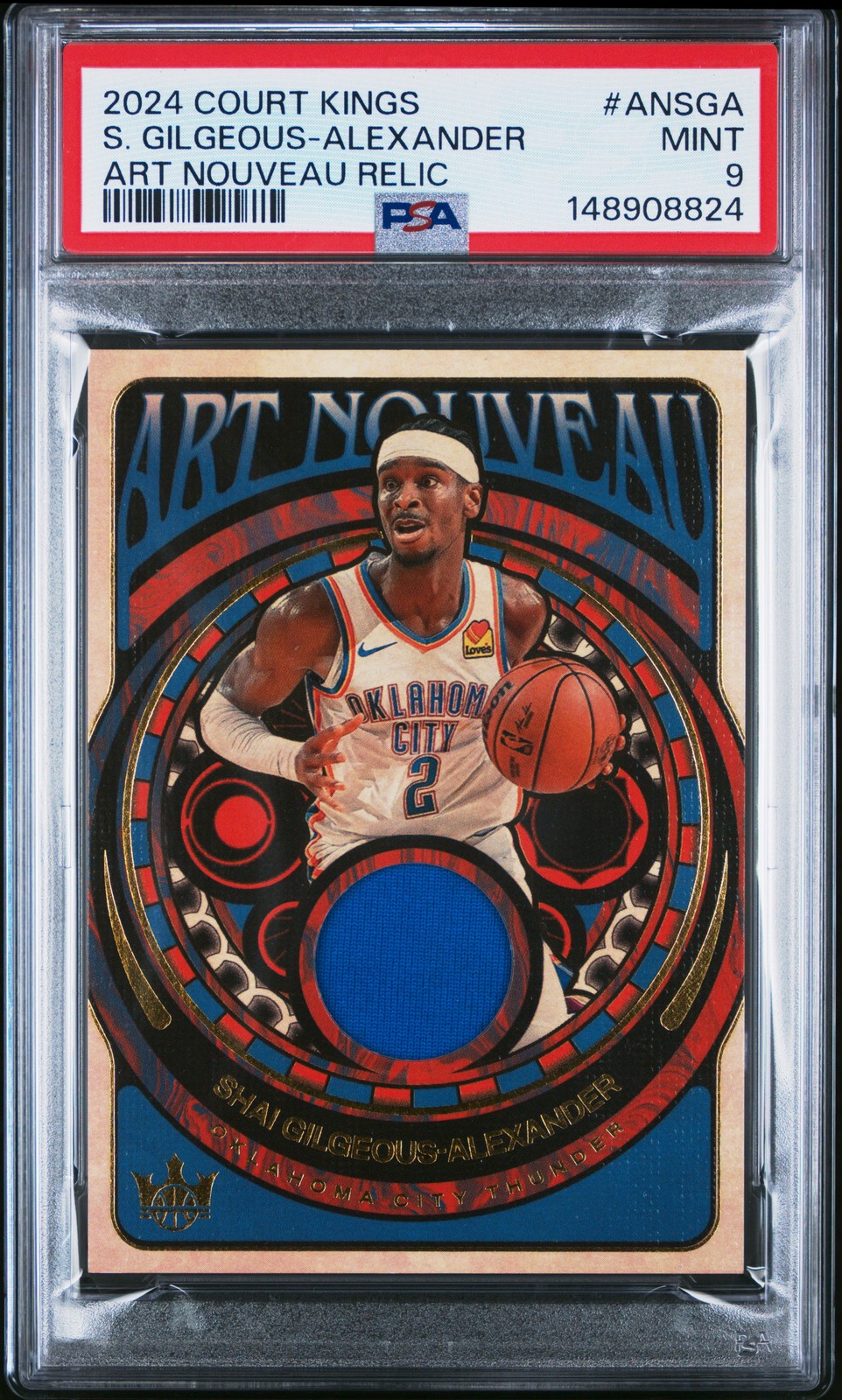 Shai Gilgeous-Alexander #AN-SGA Basketball Cards 2024 Panini Court Kings Art Nouveau trading card — raw and PSA graded price guide