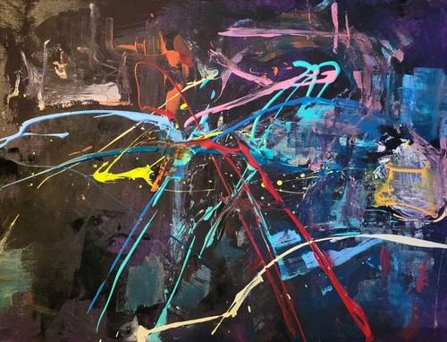Original Vintage Thema Acryl auf Leinwand Gemälde Professionelle Außenseiter Kunst