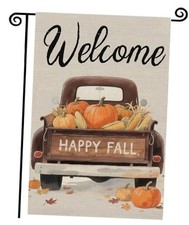 Pumpkin Truck Welcome Fall Garden Flag 12x18 Inch Double Sided,Thanksgiving