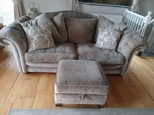 DFS Lochlevan Mink Velvet  3 Seater  Sofa With Storage Pouffe  220x110x90