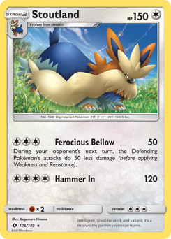 Stoutland 105/149 Sun & Moon Pokemon Card NM Reverse Holo