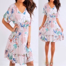 The Spoiled Girl Pink Orange Floral Dolman Kimono Dress Size L Large NWT