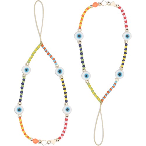 2 Pcs Mobile Phone Chain Cell Lanyard Strap Charms Evil Eye Beaded - Zdjęcie 2 z 12
