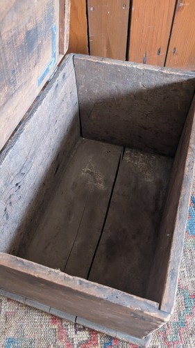 Best Antique Early Primitive Wood Storage Document Box Chest 15.5" Footed - Picture 15 of 19