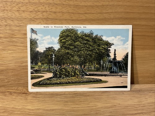 Vintage Szene in Riverside Park, Baltimore Maryland Postkarte unverpostet 