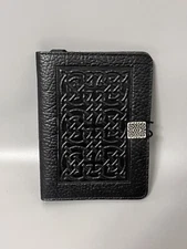 Oberon Design Black Embossed Leather Journal Book Cover 6x8”