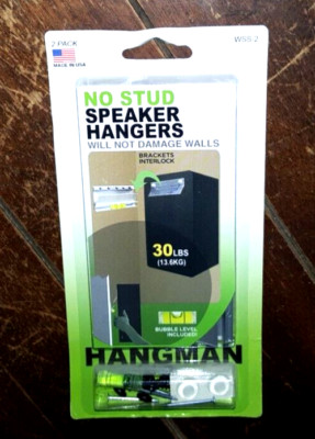 Hangman No Stud Speaker Hangers w/Bubble Level -Holds up to 30lbs- #WSS-2