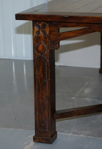 VINTAGE ART NOUVEAU REFECTORY HAYRAKE DINING TABLE WITH BEAUTIFUL CARVED LEGS - Picture 11 of 12