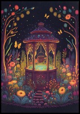 Greeting Card - Butterfly Gazebo Wishing Well - JK Stewart - Get Well - 1041