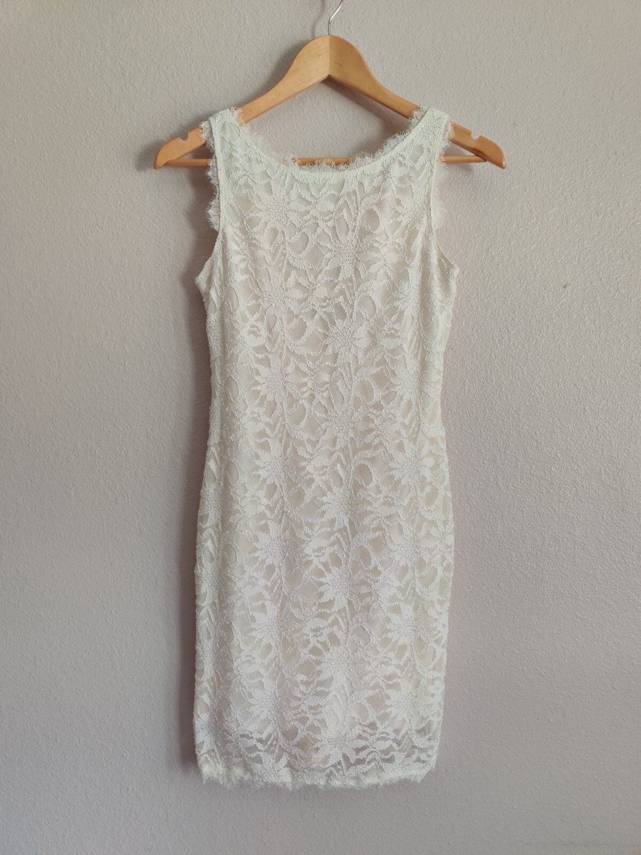 Jump Ivory Medallion Lace Bodycon Mini Dress Sleeveless Soft Lined Size M  Fitted | eBay