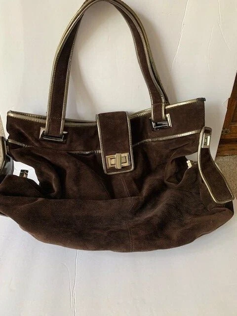 Kooba MARRÓN Gamuza Cartera Cuero Bolso de Mano Grande DE COLECCIÓN Cartera Bolso de Hombro Foto 2 de 4