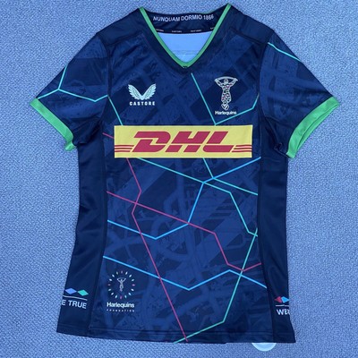 HARLEQUINS Rugby Shirt UK 10 Castore DHL schwarz kurzarm