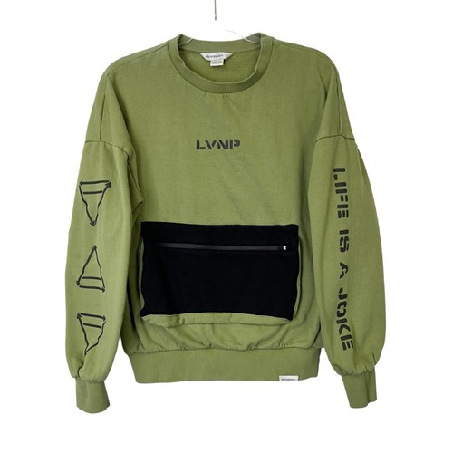 Eleven Paris Sweatshirt Mens Size Small Green Logo Crew Neck