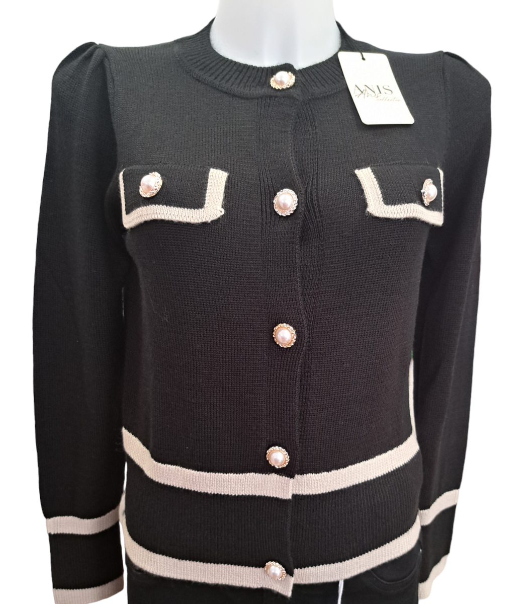 Giacca cardigan maglia donna giacchino chanel con bottoni IN SALDO