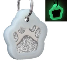 Deep Engraving, Glitter Paw Pet ID Tag, Custom Engraved, Dog Tags Personalized