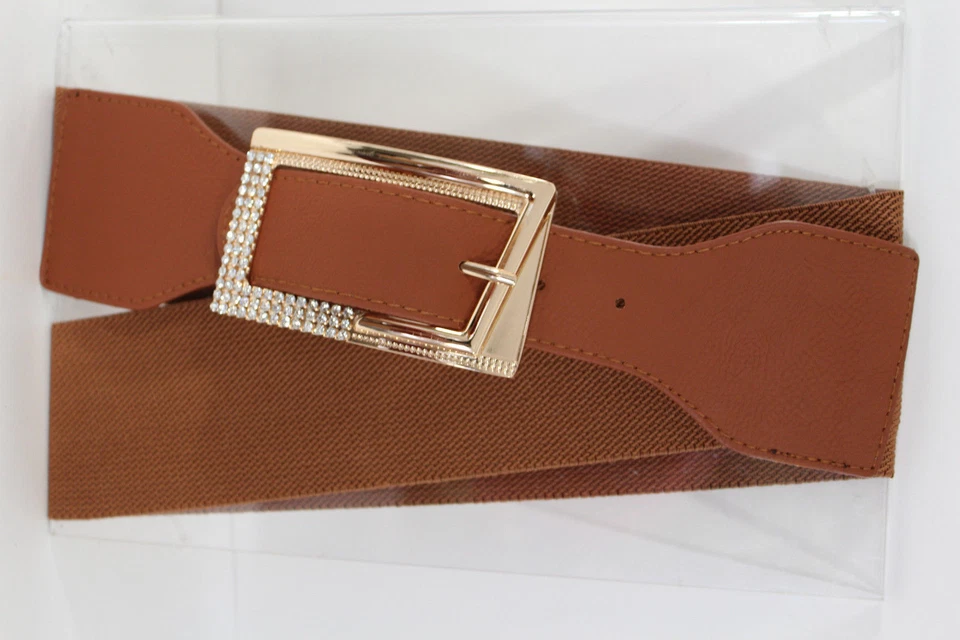 Nuevo Cinturón de corbata para mujer negro rojo marrón blanco cintura de cadera hebilla grande dorada talla grande M L Foto 2 de 4