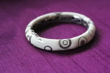 Beautiful Finecraft Diamond Cream Enamel Circle Sterling Bracelet!