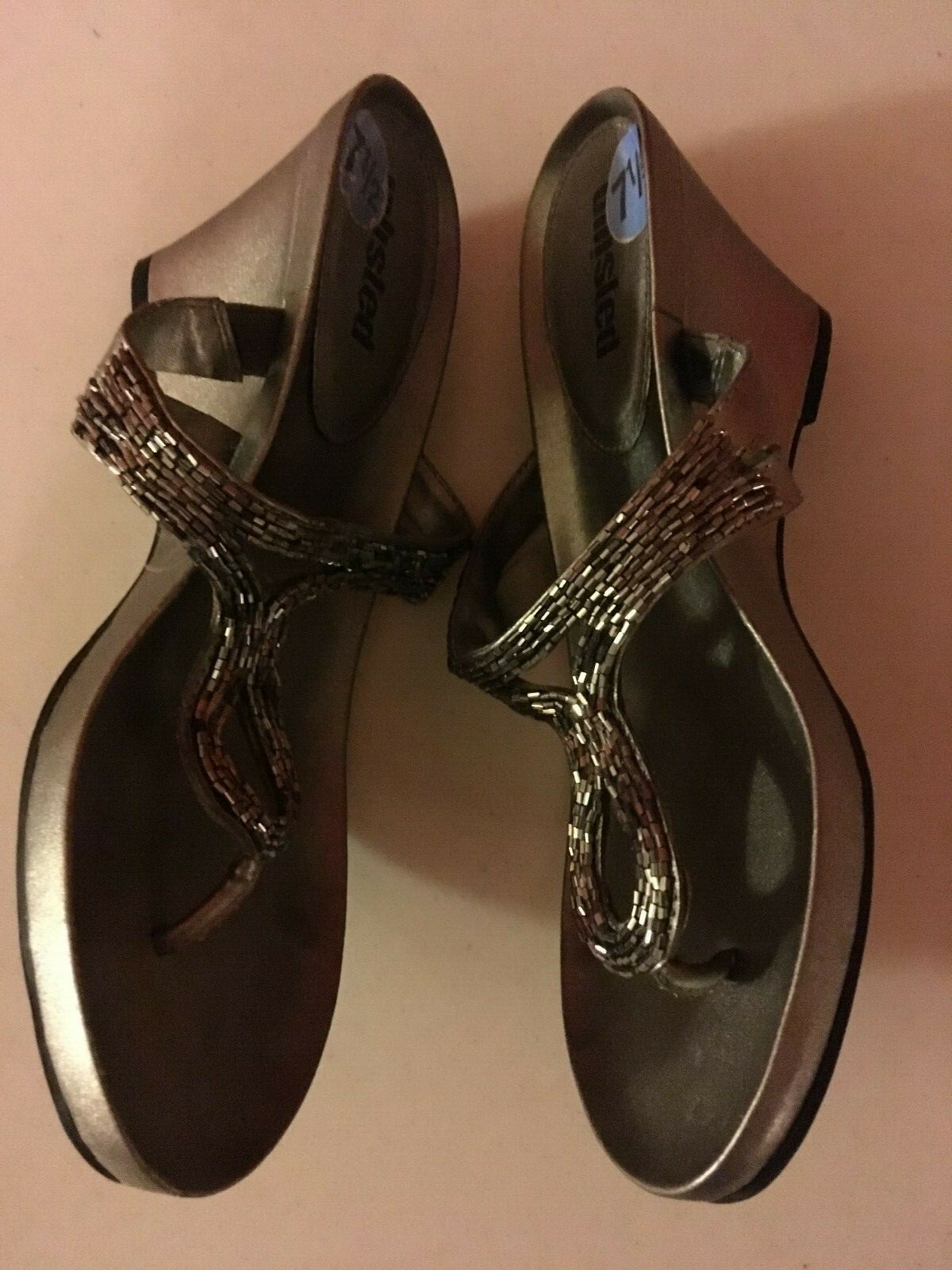 PANTOFOLA D’ORO Sandali con zeppa con perline dorate non in vendita 7 5 M usati