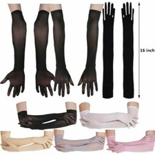 1 Pair Women Mesh Transparent Pantyhose Gloves Long Full Finger Mittens Party
