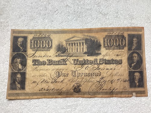 $1000 Bank of the United States 1840 Note #8894 Philadelphia Reproduction 3 Set - 第 4/9 張圖片