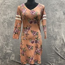 New URBANOLOGY Dress Women's Size L Longsleeve Pink Stretch Floral NWT