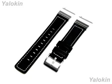 Black Suede Leather Band Strap for 24mm 25mm Lug Watches Quick Release Adapters