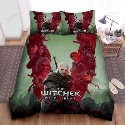 The Witcher 3 Wild Hunt Main Characters Artwork Quilt Duvet Cover Set