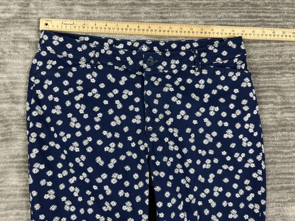 Pantalones St. Johns Bay Mujer 18 Azul Capri Floral Margaritas AOP Informales Foto 4 de 4