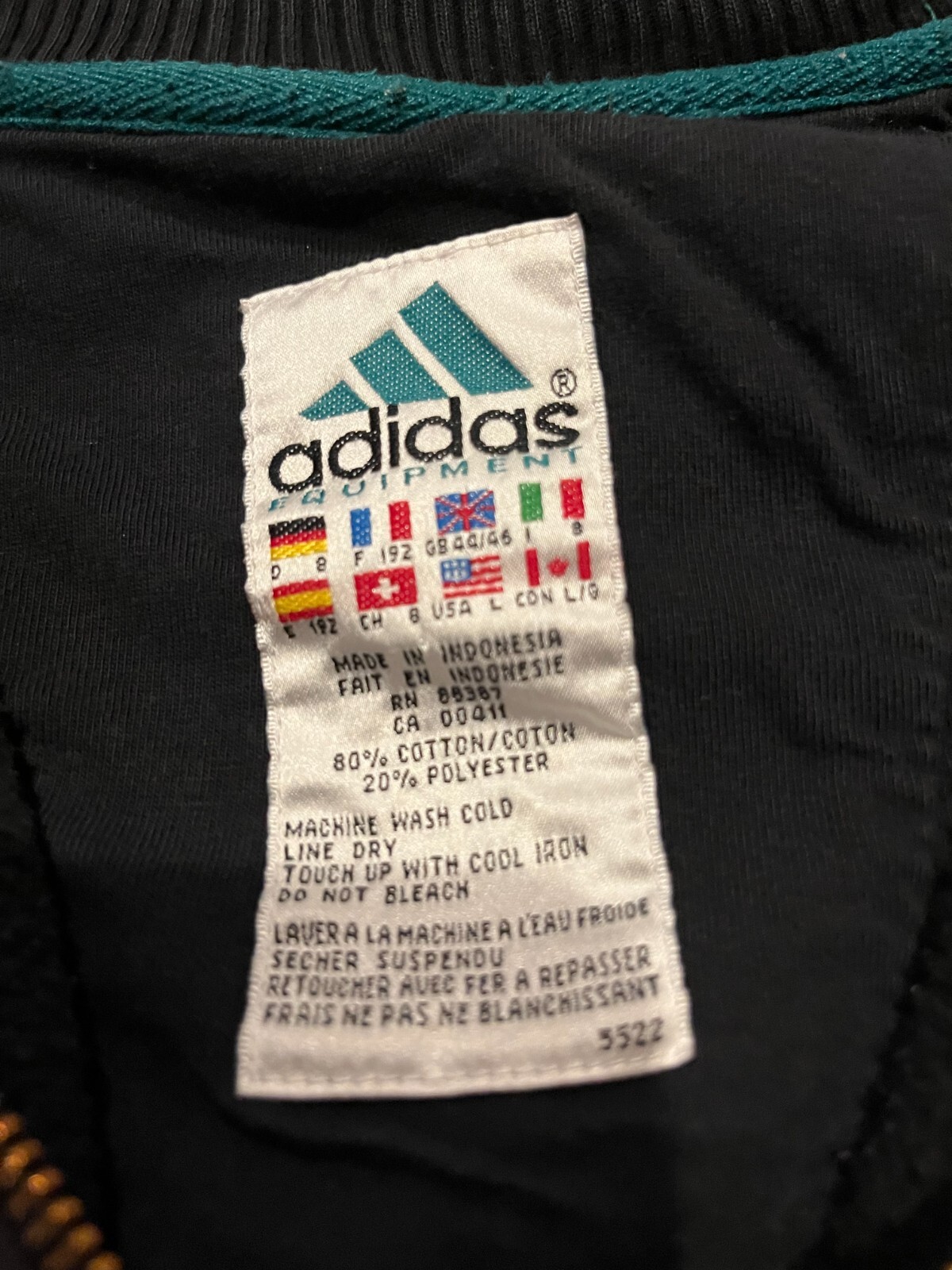 Men's Vtg ADIDAS Equipment Blue 1/4 1/2 Zip Pullover Sweatshirt  Size L