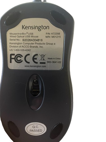 Kensington 72356 Mouse Optical Wired -Black Usb Scroll Wheel k72356us - Picture 3 of 5