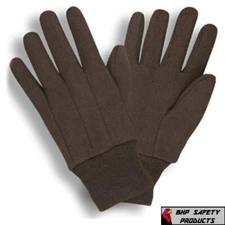 12 DOZEN 144 PAIR BROWN COTTON JERSEY WORK GLOVES NEW