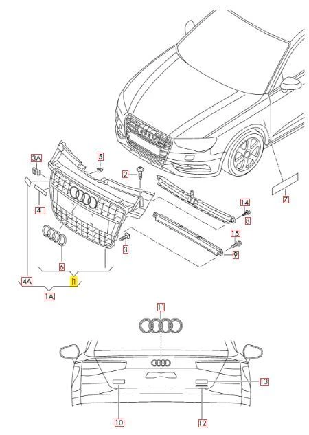 NUEVO AUDI A5 B8 PARRILLA DELANTERA CENTRAL NEGRO BRILLANTE/CROMO 8T0853651KT94 Foto 4 de 4