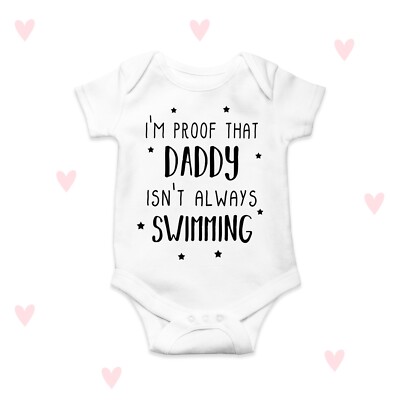 Swim Daddy Baby Grow Personalised Newborn Baby Announcement Sports Boys Girls