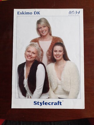 Stylecraft Aran Strickmuster Nr. 8034 Strickjacke 32-42'' Vintage