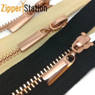 OPEN END Metal Zips - ROSE GOLD Teeth Zips No 3 Weight Zip (3RGOE)