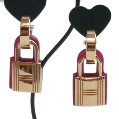 Authentic HERMES Earrings Padlock O display picture 3