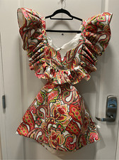 Helen O'Connor Voluminous Cut-out paisley printed Mini Dress Prom Sz 8 NWT$599