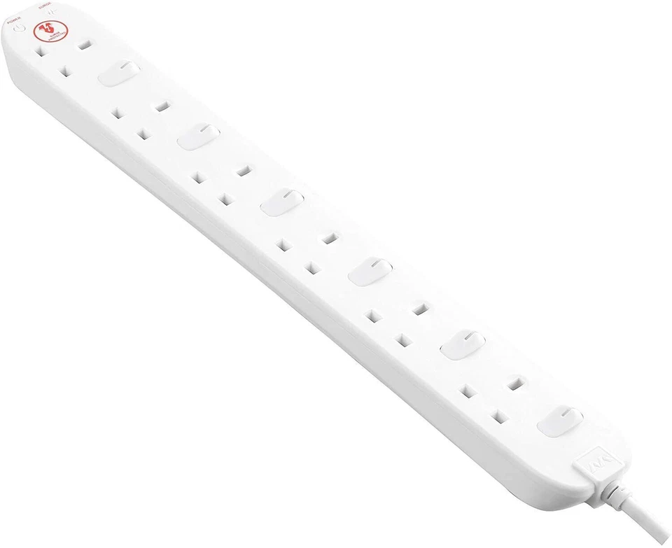 6 Gang Extension Lead with Switched Sockets 2m Cable Surge Protected Uk Stock - Image 4 of 4