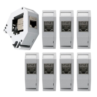 8x Keystone CAT8.1 Hutschienenadapter Set Cat8 Modul RJ45 Buchse geschirmt