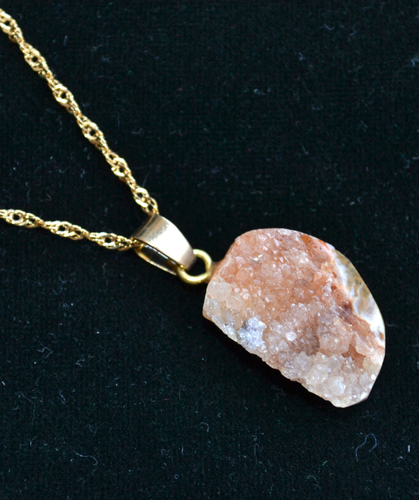 Agate pendant, raw stone necklace 