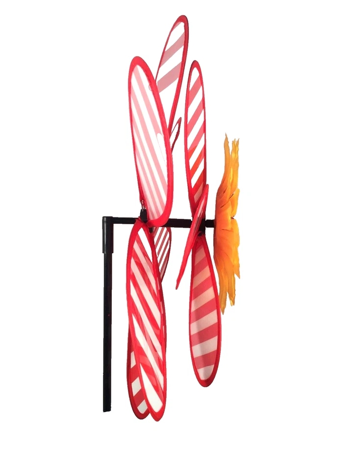 Neu rot und weiß, doppelt gestreift mit Sonnenblume, Wind Spinner, 14" x 32", Neu in Verpackung - Bild 2 von 4