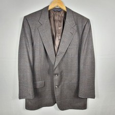 Vintage Burberrys Boyds Gray Glen Plaid Wool Blazer 44R 2 Button 34L
