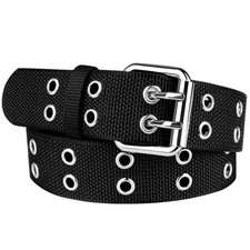 Men Plus Size Double Prong Belt Sturdy Nylon Grommet Holes Reinforced Rivets