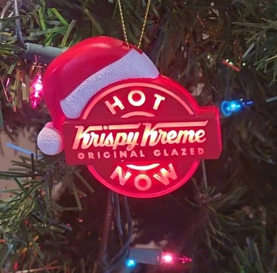 KRISPY KREME AND KURT'S ADLER Krispy Kreme HOT DOUGHNUTS NOW Light Sign Christmas Tree Ornament Original Glaze