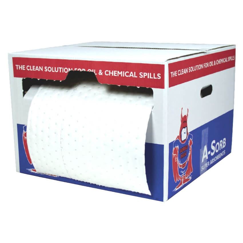 A-Sorb Chemical Absorbent Roll 38cm x 40m For Spills Leaks Easy Clean Absorbing