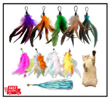 10 Feathered Cat Toy Refills, Wand Attachments for Indoor Cats, Vibrant Colors