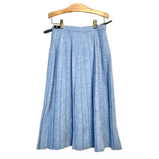 Vintage 80s Blue Tweed Wool Kilt Buckle Preppy Academia Schoolgirl Wrap Skirt XS