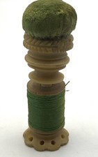 Antyczne warzywa kość słoniowa poduszka uchwyt na nici rzeźbiony cokół zielony aksamit